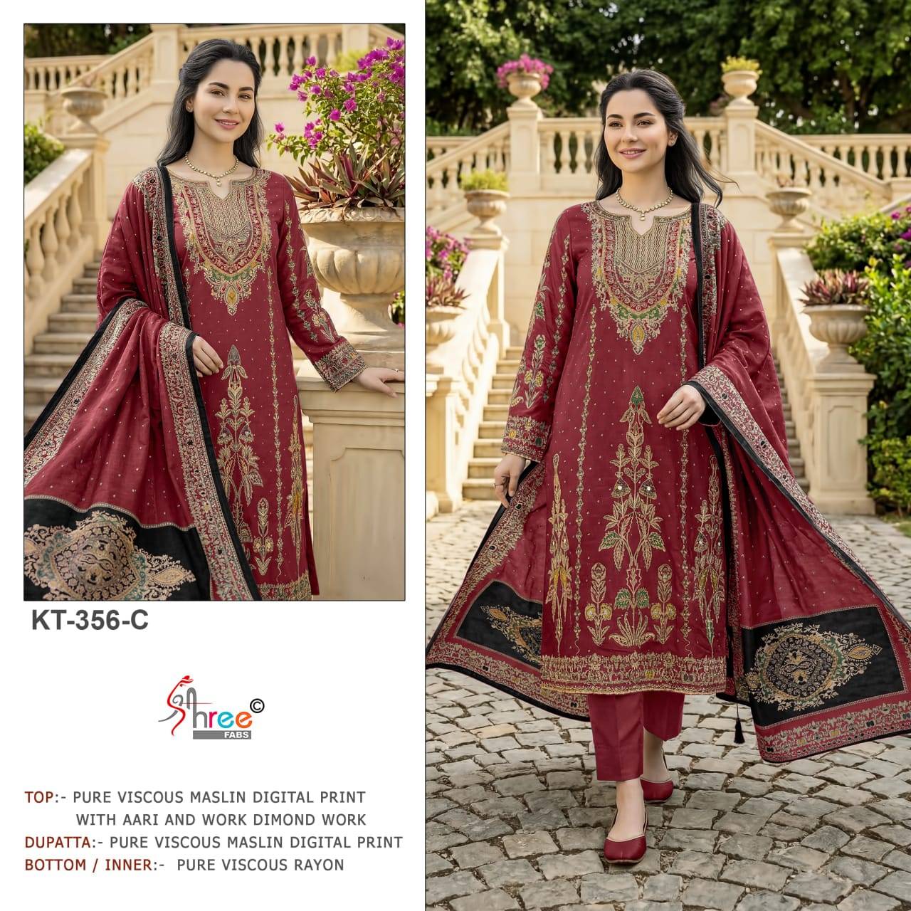 KT–356 by  Shree fabs k-356A to k-356c series Indian Pakistani ethnic wear Pure viscose At Wholesale Price